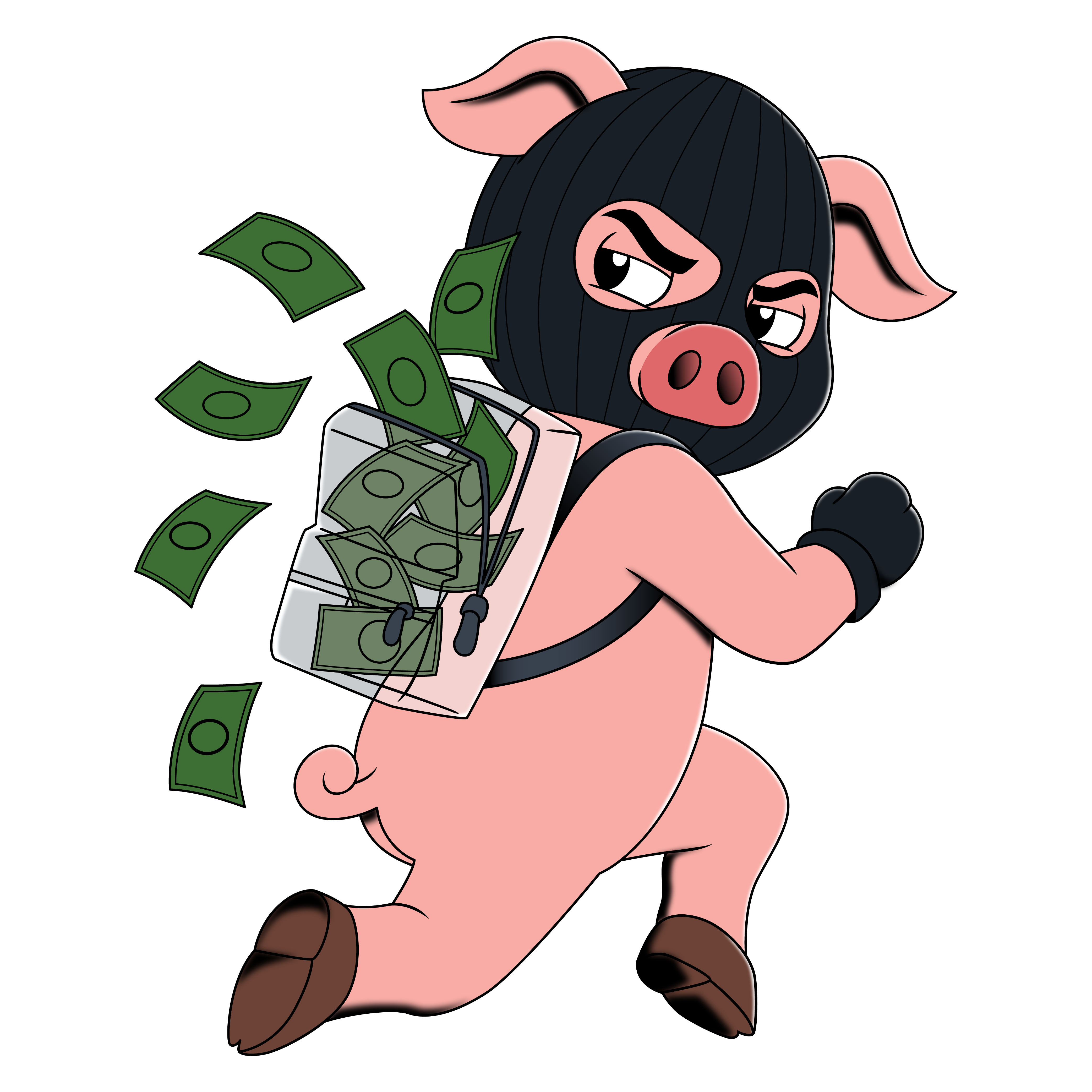 Piggy Backs cash run pig sticker