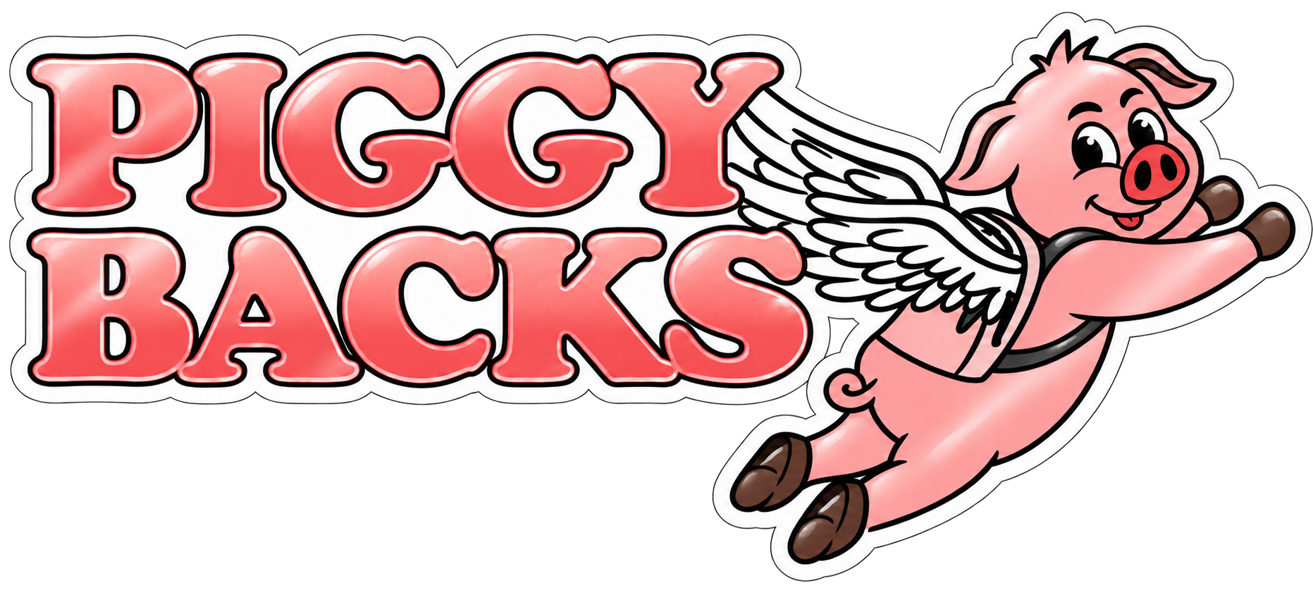 Piggy Backs flying pig sticker